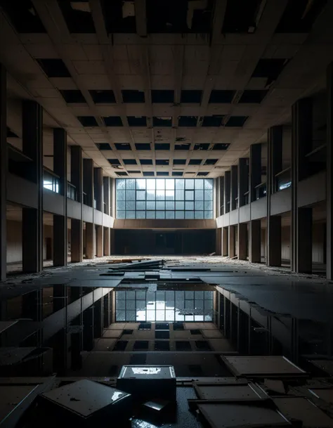 liminal space inside a vacant empty brutalist building, drizzly, shadowy, broken windows,abandoned items, at midnight,
Masterpiece,best quality,hi res,8k,hi res,8k,award winning,(sharp focus, intricate, highly detailed),