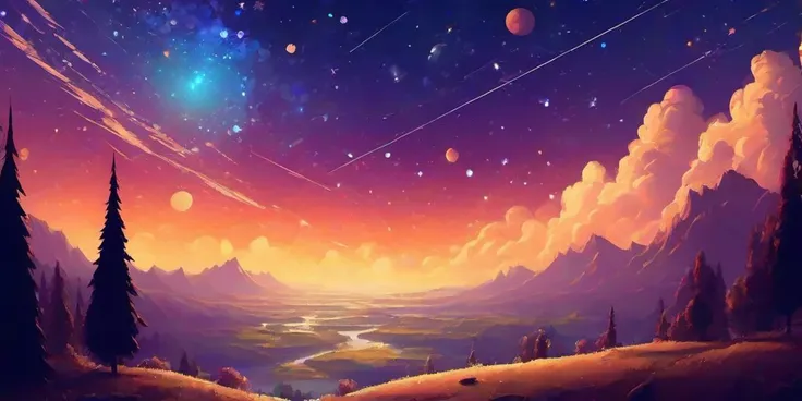 masterpiece high quality
<lora:PE_ToonLand:1> PEToonLand
galaxy,stars,planets,meteor shower