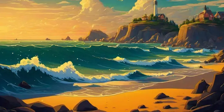 masterpiece high quality
<lora:PE_ToonLand:1> PEToonLand
ocean,waves,beach,