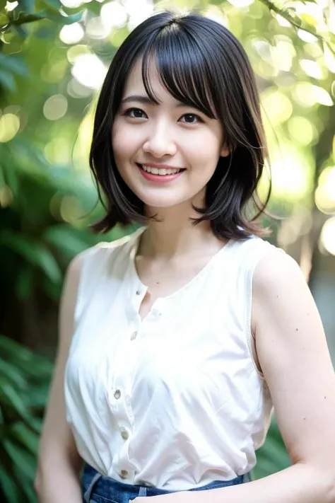 (8k、RAW Photos、highest quality、masterpiece:1.2)、(Realistic、Realistic)、1 girl、short hair、(Bikini)、((Huge Breasts、View from the front、))、Lots of eyelashes、Glowing eyelids、skeletally correct