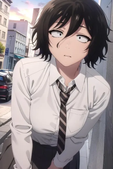 akiraasai, <lora:akira asai s1-lora-nochekaiser:1>,
akira asai, short hair, black hair, messy hair, bags under eyes, sanpaku, (black eyes:1.5), hair between eyes,
BREAK skirt, shirt, school uniform, white shirt, pleated skirt, necktie, striped, collared shirt, red necktie, grey skirt, sleeves rolled up, shirt tucked in, striped necktie,
BREAK outdoors, city, night sky, night, moon, star \(sky\),
BREAK looking at viewer,
BREAK <lyco:GoodHands-beta2:1>, (masterpiece:1.2), best quality, high resolution, unity 8k wallpaper, (illustration:0.8), (beautiful detailed eyes:1.6), extremely detailed face, perfect lighting, extremely detailed CG, (perfect hands, perfect anatomy),