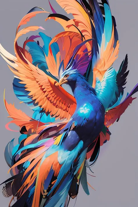 Abstract, 8K, photo shot from front, mid-body portrait, highly-detailed, (flat color:1.1),(colorful:1.3),(masterpiece:1.2), best quality, masterpiece, original, extremely detailed wallpaper, looking at viewer,
erjie,1girl,solo,<lora:Threesister-erjiev2:0.6>, happy to riding a phoenix on the clody sky, <lora:riding_a:0.1>,<lora:phoenix_v1.0:0.3>,
a lot of details,mysterious expression,  in a modern and abstract setting, with bold and colorful abstract art, blurred background, bright lighting,