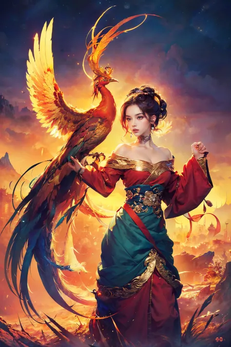 (masterpiece, top quality, best, official art, beautiful and aesthetic:1.2),(masterpiece, top quality, best quality, official art, beautiful and aesthetic:1.2),(masterpiece, top quality, best quality, official art, beautiful and aesthetic:1.2),
(fenghuang),(phoenix),bird,<lora:phoenix_v1.0:0.5>,