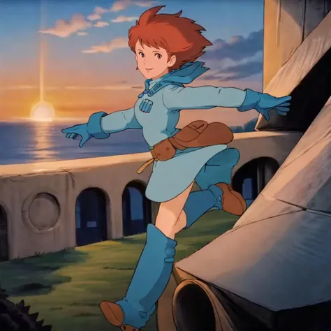 masutepiece, High quality, 1girl in,, (masutepiece:1.4), (best qualit:1.4), (High resolution:1.4), 1girl in, redhair, Brown eyes, Smile, Nausicaa, Sit on a chair, , High Boot, Colorful, Full body, Ghibli style, NSFW,best quality, highres, {{{nausicaa}}},(NAUSICAA of the Valley of the Wind),,brown eyes,short hair, ,lorange hair,adult woman ,tall,big breasts,older woman,woman in her twenties,smile, nude,puffy nipples,,solo,{orange hair},, ,hooded clothes,red earrings,leg warmers, jewelr,belt,dress, ,belt, blue gloves,,blue dress,white leggingsmark on chest,,long sleeve,brown long boots,blue mini skirt,thin thigh,thin body,, ,,asymmetrical bangs, solo, covering crotch,outdoors,outside,simple image,(ghibli styl),scrounge, tights,expressionless,be bashful,large breasts,covered nipples,,short stature,nsfw,thong, , , revealing clothes,ass grab,grabbing own ass,