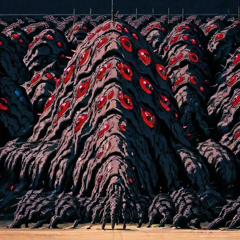 <lora:Nausicaa005:0.7>,
oohm,red eyes,(swarm:1.3),bug,no humans,outdoors,desert,
