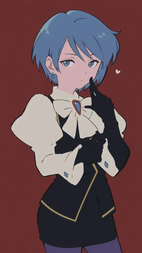 <lora:aa_franziska:0.7> aafranziska, blue hair, ascot, puffy sleeves, pencil skirt, pantyhose, black gloves, jewelry, earrings, BREAK, <lora:anime_minimalist_v1:0.8> (anime minimalist:1.25), masterpiece, best quality, Wallpaper