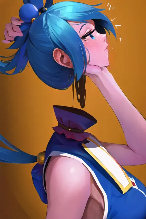 Highly detailed, High Quality, Masterpiece, beautiful, DisembodiedHead, <lora:DisembodiedHead:1>, 1girl, solo, holding head, aqua \(konosuba\), <lora:Char_Konosuba_Aqua:0.65>, long hair, blue eyes, crying, tears, crying with eyes open,