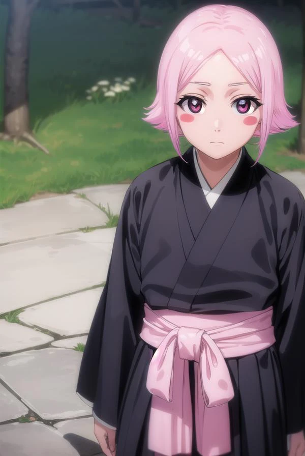 yachirukusajishi, <lyco:yachirukusajishi-lyco-nochekaiser:1>,
yachiru kusajishi, short hair, pink hair, (pink eyes:1.5), blush stickers,
BREAK long sleeves, japanese clothes, hakama, black hakama,
BREAK outdoors,
BREAK looking at viewer, (cowboy shot:1.5),
BREAK <lyco:GoodHands-beta2:1>, (masterpiece:1.2), best quality, high resolution, unity 8k wallpaper, (illustration:0.8), (beautiful detailed eyes:1.6), extremely detailed face, perfect lighting, extremely detailed CG, (perfect hands, perfect anatomy),