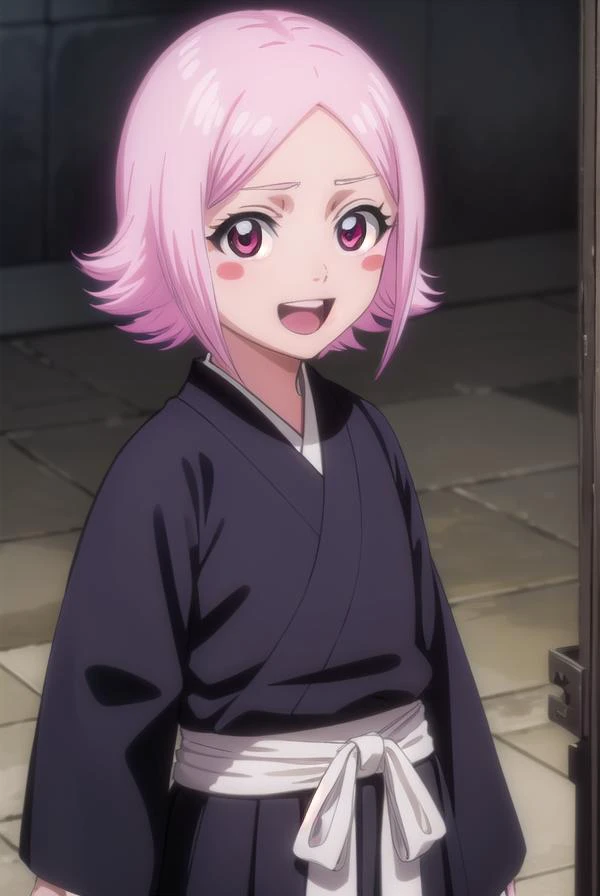 yachirukusajishi, <lyco:yachirukusajishi-lyco-nochekaiser:1>,
yachiru kusajishi, short hair, pink hair, (pink eyes:1.5), blush stickers, <lora:talkmouth_A_v100:1>, open mouth,
BREAK long sleeves, japanese clothes, hakama, black hakama,
BREAK outdoors,
BREAK looking at viewer, (cowboy shot:1.5),
BREAK <lyco:GoodHands-beta2:1>, (masterpiece:1.2), best quality, high resolution, unity 8k wallpaper, (illustration:0.8), (beautiful detailed eyes:1.6), extremely detailed face, perfect lighting, extremely detailed CG, (perfect hands, perfect anatomy),