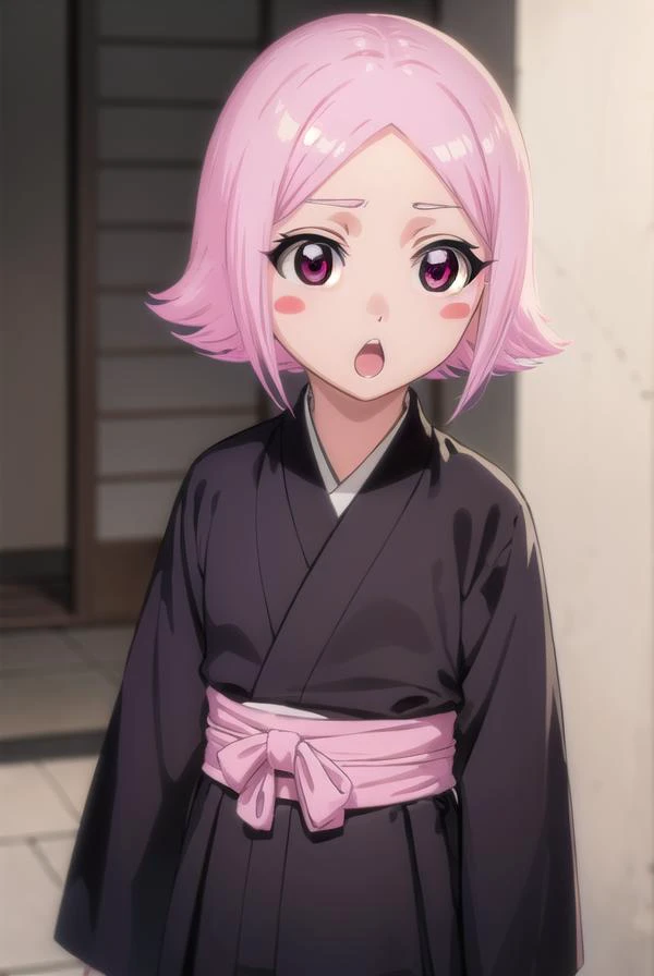 yachirukusajishi, <lyco:yachirukusajishi-lyco-nochekaiser:1>,
yachiru kusajishi, short hair, pink hair, (pink eyes:1.5), blush stickers, <lora:talkmouth_O_v100:1>, open mouth,
BREAK long sleeves, japanese clothes, hakama, black hakama,
BREAK outdoors,
BREAK looking at viewer, (cowboy shot:1.5),
BREAK <lyco:GoodHands-beta2:1>, (masterpiece:1.2), best quality, high resolution, unity 8k wallpaper, (illustration:0.8), (beautiful detailed eyes:1.6), extremely detailed face, perfect lighting, extremely detailed CG, (perfect hands, perfect anatomy),