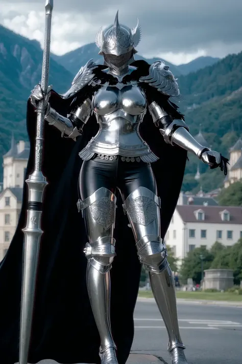 <lora:InquisitorClaireV2:0.6>, InquisitorClaire\(full armor\), InquisitorClaire\(helmet\), InquisitorClaire\(weapon\), 8k, (masterpiece), (best quality), ultra high res, extreme_detail, (photorealistic:1.4), realistic, 1 girl, solo, standing, helmet, feathers, helmet with feather ornament, armor, shoulder armor, large shoulder armor, ((body armor)), black cape, full body, holding lance, holding weapon,
((night)), ((castle background)), depth of field,