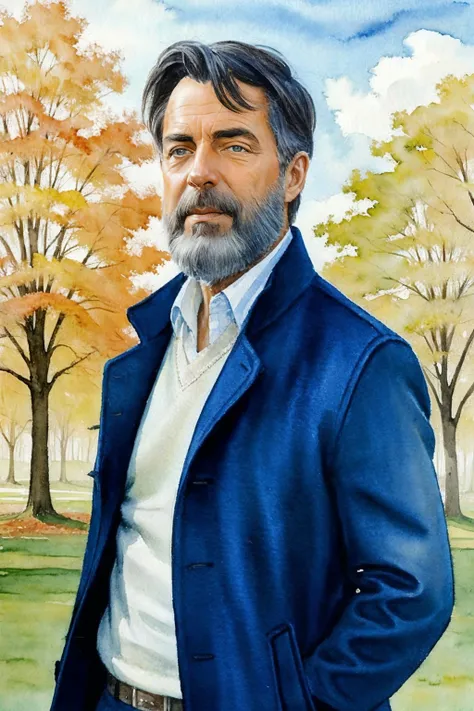 20th century, a portrait of a man in a wool coat in an autumn park, many trees, blue sky, (watercolor painting:1.2)
<lora:TitusWelliver_EpicPhotoGasmX-000010:1> <lora:InkIsEverythingV1:0.3>