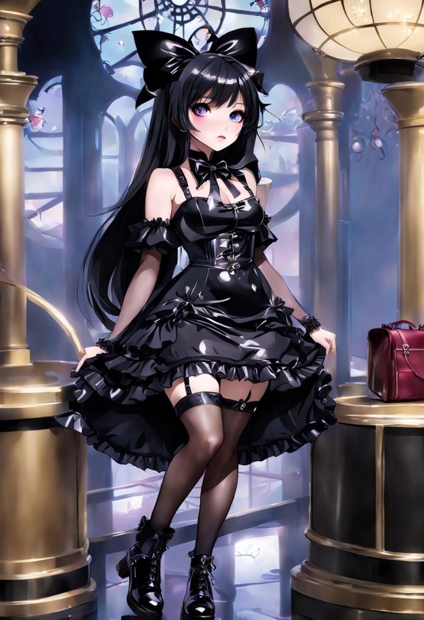 A close up of a woman in a dress and cat ears - SeaArt AI
