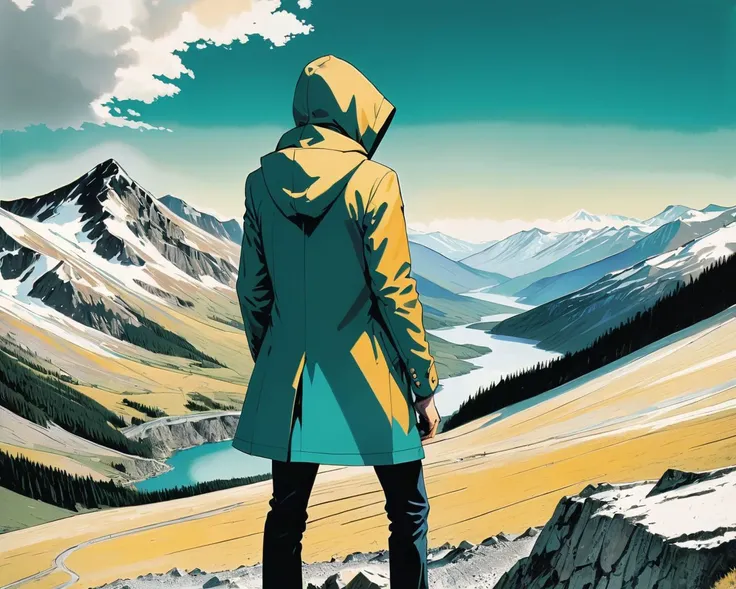 ((wearing a Blazer over a hoodie)), ((art by Damien Hirst)),on a mountain pass,analog, the contrast in colors and textures should be distinct highly detailed, surreal, vibrant yet slightly desaturated, faded film, desaturated, 35mm photo, grainy, vignette, vintage, Kodachrome, Lomography, stained, highly detailed, found footage,art by Adrian Tomine,Power girl, supergirl, blonde, (Art by Salomon de Bray)