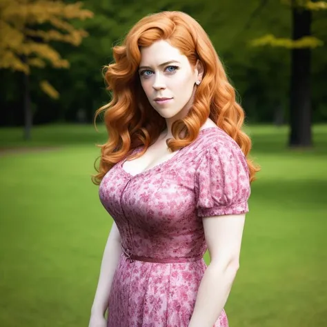 highres, photorealistic, an award winning photo of ChrMayr-Comedian, standing in a park, flirting with the viewer
