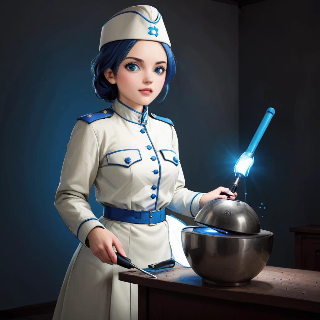 (dmcr, 1girl, original), glowing, emphasis lines, surprised, flying sweatdrops, open mouth, mika \(blue archive\), white capelet
(dmcr),screwdriver,
<lora:SDXL demon_core_xl_v2 CF dmcr;screwdriver:1.3>,
<lora:SDXL 50Soviet Military uniform-000003:0.9>