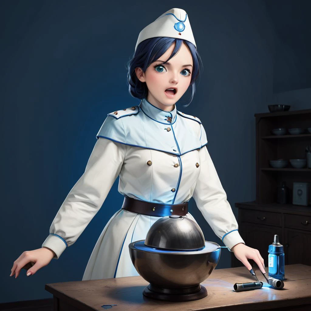 (dmcr, 1girl, original), glowing, emphasis lines, surprised, flying sweatdrops, open mouth, mika \(blue archive\), white capelet
(dmcr),screwdriver,
<lora:SDXL demon_core_xl_v2 CF dmcr;screwdriver:1.1>,
<lora:SDXL 50Soviet Military uniform-000003:0.8>