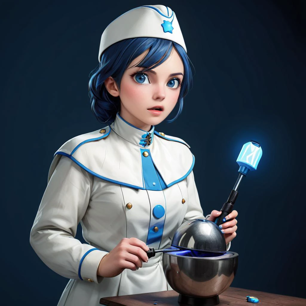 (dmcr, 1girl, original), glowing, emphasis lines, surprised, flying sweatdrops, open mouth, mika \(blue archive\), white capelet
(dmcr),screwdriver,
<lora:SDXL demon_core_xl_v2 CF dmcr;screwdriver:1.1>,
<lora:SDXL 50Soviet Military uniform-000003:0.8>