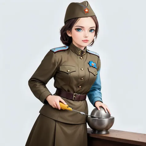 (dmcr, 1girl, original), glowing, emphasis lines, surprised, flying sweatdrops, open mouth, mika \(blue archive\), white capelet
(dmcr),screwdriver,
<lora:SDXL demon_core_xl_v2 CF dmcr;screwdriver:1.3>,
<lora:SDXL 50Soviet Military uniform-000003:0.9>,Soviet Military uniform,