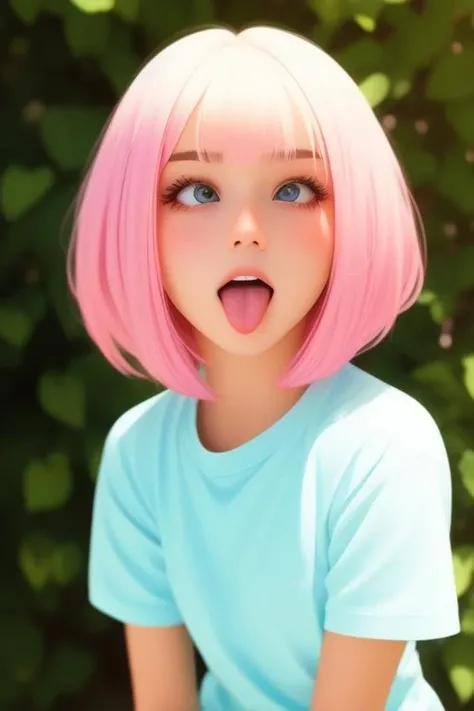 Gorgeous girl, cute, short hair, silky hair, ((ahegao face)), Light leak,  <lora:ahegao_V1:1>