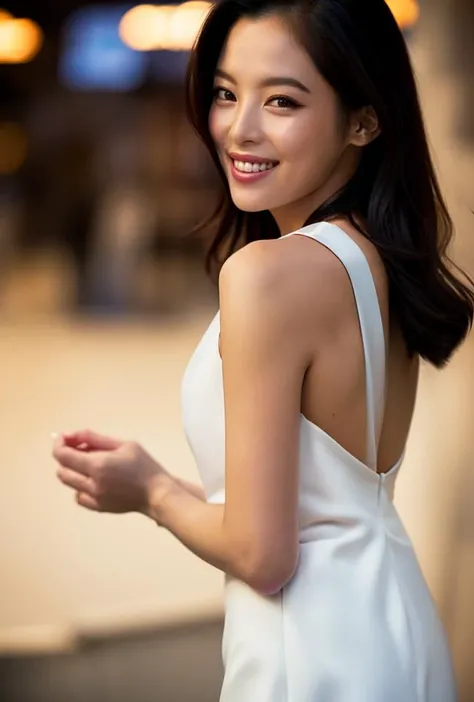 <lora:xinzhilei:0.95:lbw=1,0,0,0,1,1,0,0,1,1,1,1,1,1,1,1,1>xinzhilei body, xinzhilei face, solo, (good hands,perfect hands,)
pose,supermodel,
In the heart of old Shanghai, a beauty stands out among the city's intricate alleyways. The setting sun casts a warm glow over the woman's delicate features, highlighting her ivory skin and almond eyes. Her long black hair flows gracefully down her back, complementing the elegant lines of her figure-hugging dress.The atmosphere around her is a heady blend of old-world glamour and modern sophistication. The sounds of overlapping melodies from various instruments fill the air, carried by the soft breeze. Vibrant reds and oranges splash across the sky, creating a backdrop for the woman's portrait.The city's famous landmarks loom in the distance, their lights sparkling against the velvet sky. She seems to embody the essence of old Shanghai, a fusion of traditional elegance and contemporary allure. As she strolls through the city, people turn to admire her, and it is easy to see why. She is not just a woman in a city; she is the epitome of old Shanghai's timeless charm,
(black hair:1.34),
(white dress:1.9),(white skin,),(pov:1.34)
smile,
(looking at viewer),
supermodel,
(depth of field:1.69),(long exposure:1.2),(dynamic motion:1.13),(Extreme Aestheticism:1.93),offical art,first person view,blurry background,(professional photograph:1.5),
(8k, RAW photo, best quality, masterpiece:1.2), (realistic, photo-realistic:1.85), (ultra-detailed:1.5), highres
<lora:epi_noiseoffset2:1>