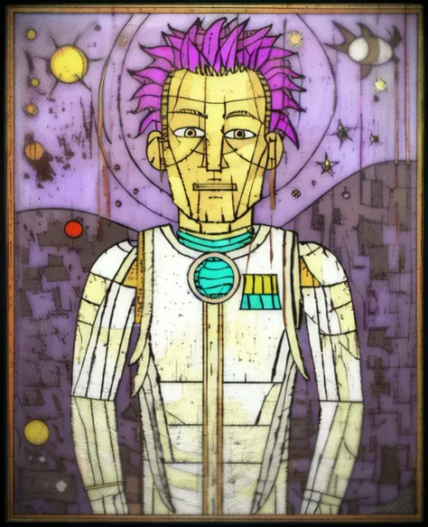 rivghn style, man with a purple mohawk astronaut in space <lora:rivghnXL3-000039:1>