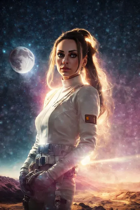 epic cinematic photo of milkun a skinny sexy woman space pilot in the cockpit , masterpiece, (best quality:1.2), (ultra-detailed:1.2), (an extremely delicate and beautiful:1.2),cinematic angle,floating, (beautiful detailed eyes:1.1), (detailed light:1.1),cinematic lighting, beautifully detailed sky, women, white hair, blue eyes, (high ponytail:1.1), cloak, glowing eyes, (moon:1.2), (moonlight:1.1), starry sky, (lighting particle:1.1), fog, snow painting, sketch, bloom,