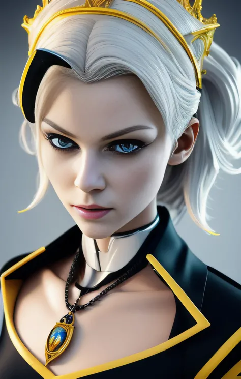 best quality,(best quality, masterpiece:1.1), (realistic:1.4), 1girl, ((yellow Humanoid:1.2)), in school uniform, (action:1.4),detailed crown, beautiful face, detailed face, white hair, sharp look, necklace, symmetrical, front, dramatic, vibrant, vivid base, 8k uhd, dslr, soft lighting, high quality, (full body:1.2), fation show
<lora:epiNoiseoffset_v2:1>