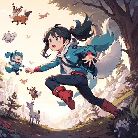 hilda, with twig, riding a woff <lora:Hilda_Meina__1.5_512_36_fixed:1>