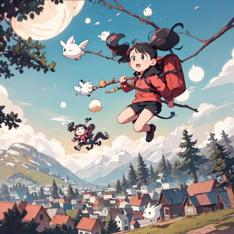 hilda, with twig, flying woffs,  <lora:Hilda_Meina__1.5_512_36_fixed:1>