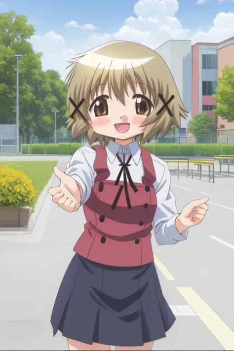 (((perfect-live-realistic-perfect, perfect-live-realistic-resolution-perfect, perfect-1girl-solo-perfect))) (((official-style, official-style-genuine, official-style-perfect))) (((<lora:Yuno - Hidamari Sketch:1>child-yuno, school-grounds, :D)))