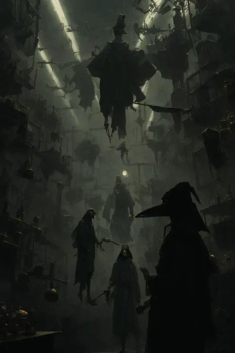 "a plague doctor and a humanoid rat in a laboratory with lots of flasks filled with magic liquids and green fog, stephen bliss, unreal engine, fantasy art by greg rutkowski, loish, rhads, ferdinand knab, ilya kuvshinov, rossdraws, tom bagshaw, global illumination, radiant soft light, detailed and intricate environment"