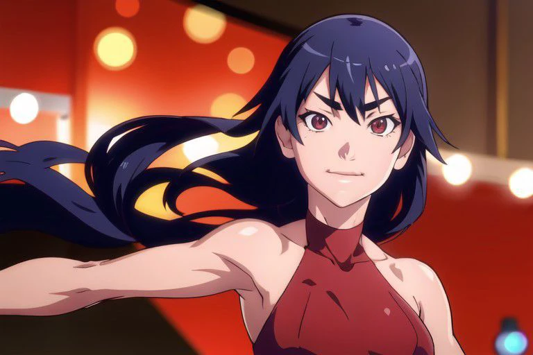 Kanbaru Suruga, Monogatari series, Hanamonogatari, , underboob, smirk, side part hair, (8k, best quality, masterpiece:1.2), ultra-detailed, best quality, ultra high res, professional lighting, cinematic lighting, depth of field, sharp focus, good composition, (bokeh:1.2), vivid colors, HDR,
