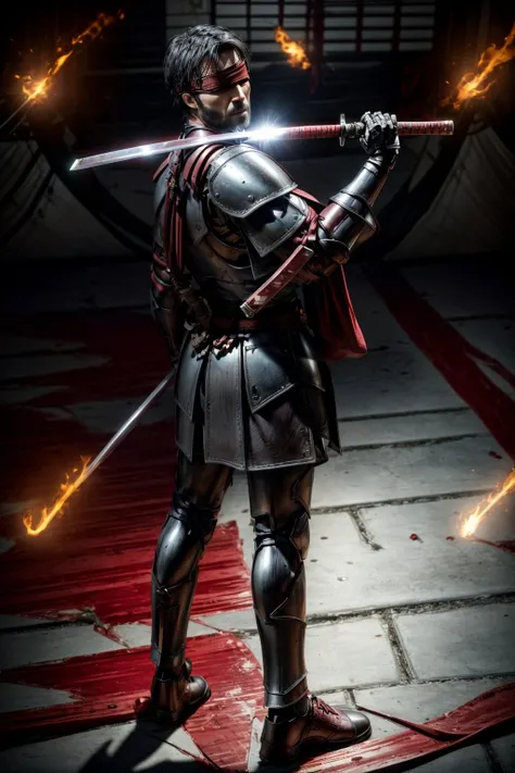 <lora:Kenshi_v1:0.7>
Masterpiece, best quality, (highly detailed raw photo:1. 2), 8k arnold, volumetric lighting, volumetric shadows, phil haley style <lora:more_details:0.6> <lora:epi_noiseoffset2:0.7>
1boy, blindfold with headband, holding a katana, zombie pose, ((armor:1.2)) <lora:more_details:0.6>
camp