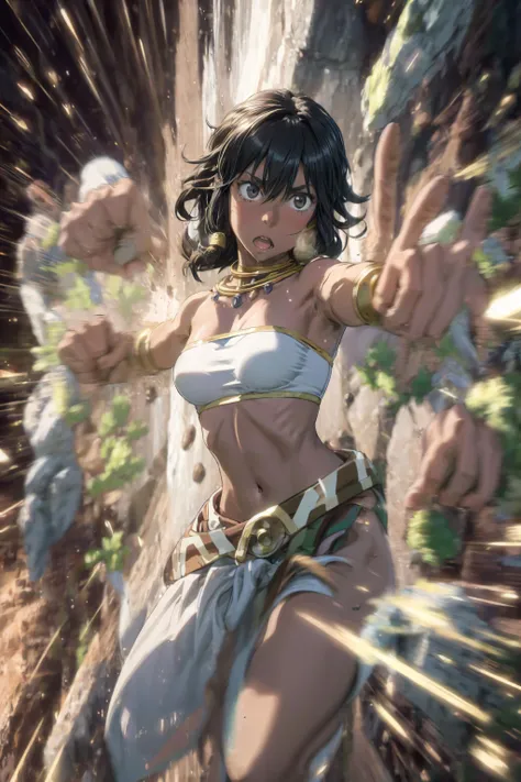 (best quality), (highly detailed), (masterpiece), (perfect lighting), 
BREAK
tiona hiryute, dark skin, necklace, white bandeau, belt, sarong, bracer, anklet , short hair, hair tubes,
BREAK
<lora:add_detail:0.6>  <lora:rushpunch001:0.7> rushpunch, punching, clenched hands, motion lines, multiple hands, extra arms, motion_blur, afterimage, incoming attack, <lora:tiona-nvwls-v1:1>