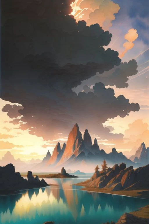 <lora:Style VividWatercolors wtrcolor style v10:1> wtrcolor style, official art, masterpiece, watercolor \(medium\), Highly detailed, best quality, vivid colors,
landscape, mountains, lake