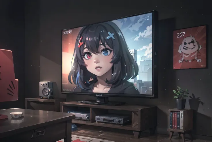 detailed, masterpiece, grainy, natural lighting, dynamic lighting,
BREAK <lora:Switchchan:0.6> switch-chan watching television
BREAK television
BREAK  <lora:Discordchan:0.6>, discord-chan coming out of television