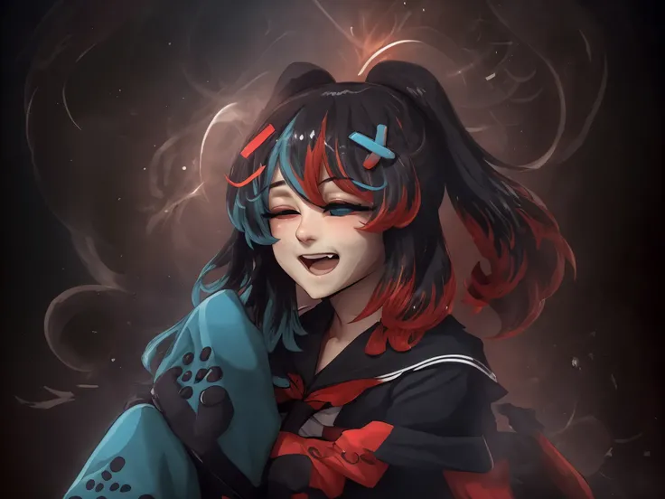 Highly detailed, High Quality, Masterpiece, beautiful, Switch-chan, light smile, looking at viewer, full body, closed mouth, (detailed face and eyes:1.3) <lora:Switchchan:1> (Apocalypso style a painting of a huge cloud with lightning coming out of it:0.25) <lyco:djzJohnsonDesuZenkaiV15-lyco:0.3>