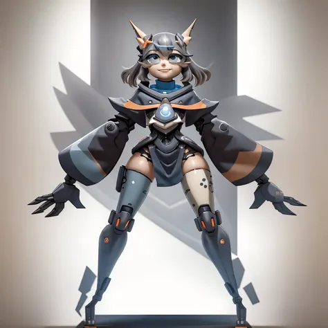 Highly detailed, High Quality, Masterpiece, beautiful, Switch-chan, light smile, looking at viewer, full body, closed mouth, (detailed face and eyes:1.3) <lora:Switchchan:0.8> (InsectOverlords style a giant robot standing in the middle of a city:0.25) <lyco:djzJohnsonDesuZenkaiV15-lyco:1.0>
