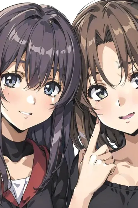 anime, 2girls, smile