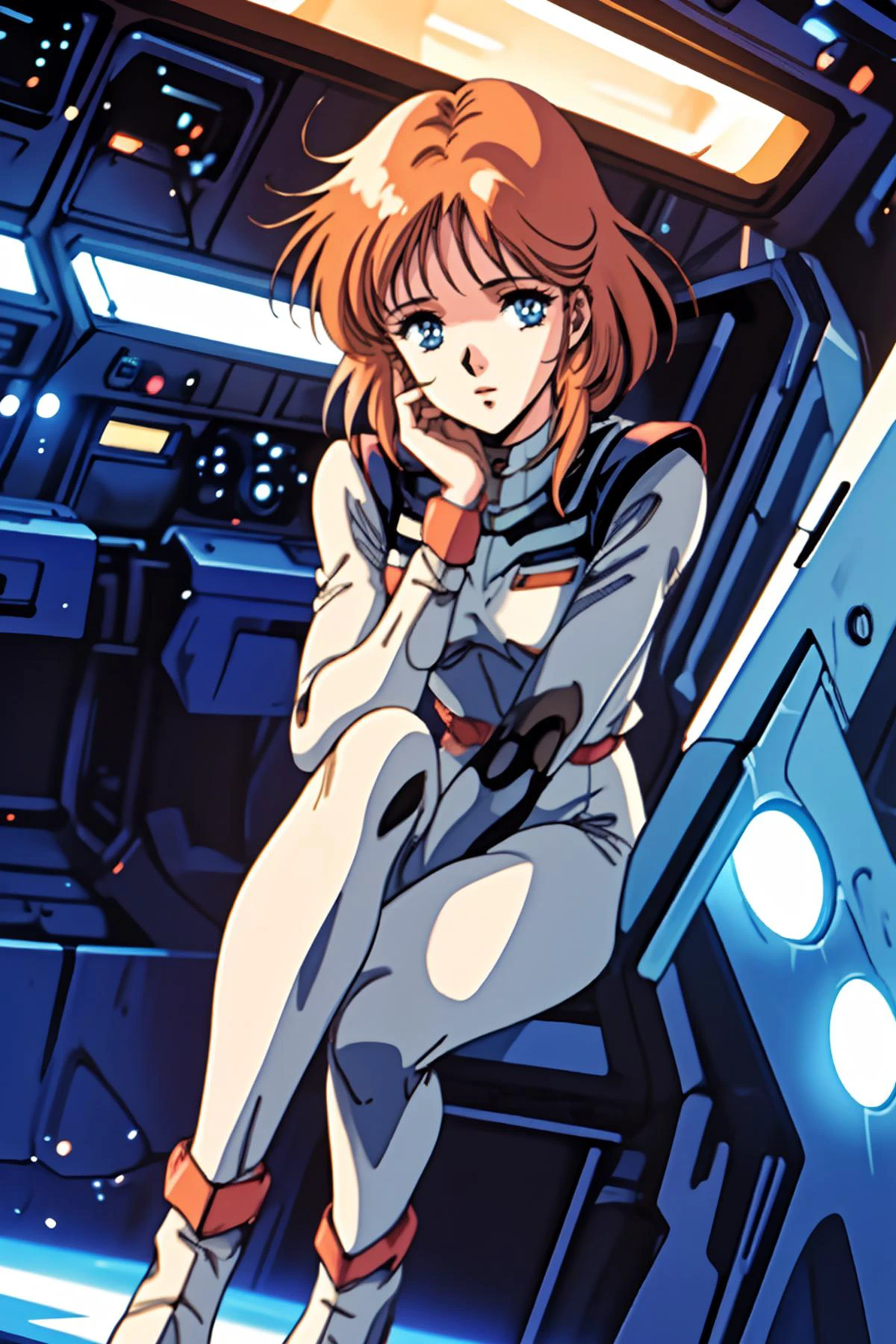 best ratio, a photo of sci-fi cyborg girl, gundam suits:0.1, stars, future space port, high detailed skin:0.3, film grain, high detailed face:.7, (soothing tones:1.25), (hdr:1.25), full body