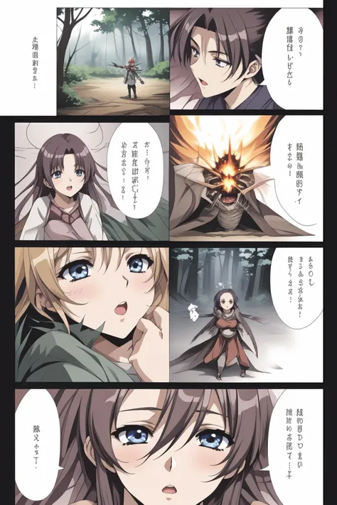 1boy and 1girl, fantasy, attacking monsters, fire, magic, forest
<lora:MangaGen1:1.25> <lora:mangaC:2.5> manga,frame,speech bubble,color