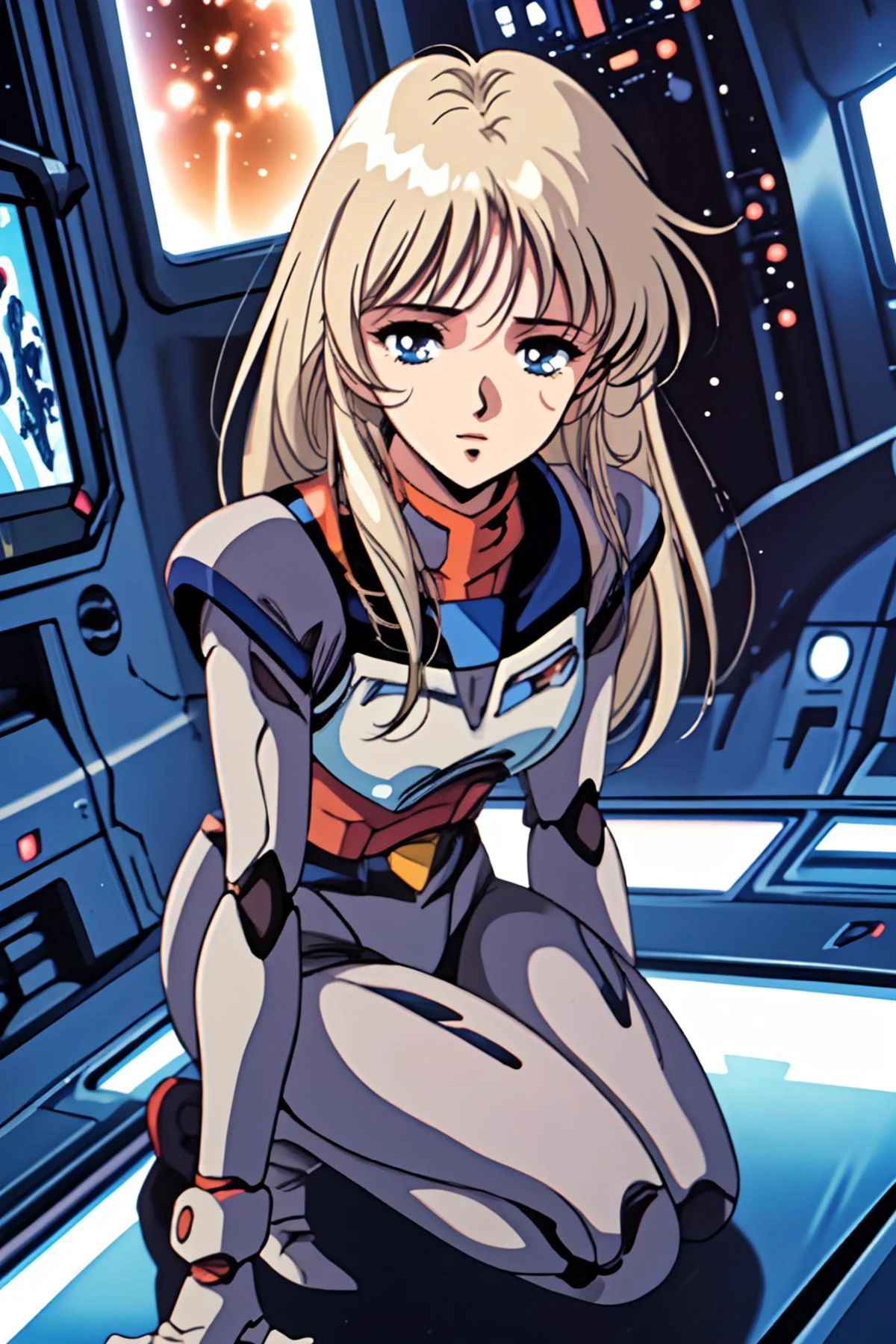 best ratio, a photo of sci-fi cyborg girl, gundam suits:0.1, stars, future space port, high detailed skin:0.3, film grain, high detailed face:.7, (soothing tones:1.25), (hdr:1.25), full body