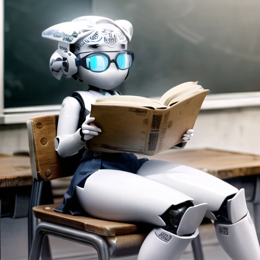 <lora:Drossel:0.7>, 1girl, Drossel, nsfw, Charming ,school uniform, skirt, classroom, upskirt, glasses , sitting, desk, reading, open book