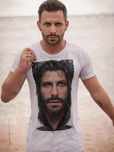 1male, face, details <lora:Henri Castelli:0.82>, t-shirt