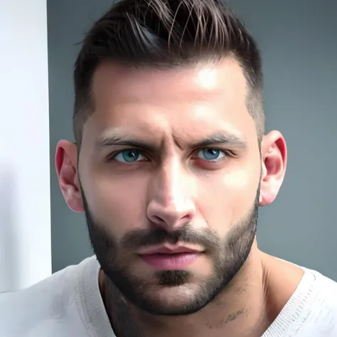 1male, muscled, masterpierce,  face, <lora:Henri Castelli:0.8> <lora:CrossOfGod:0.5>, Cross