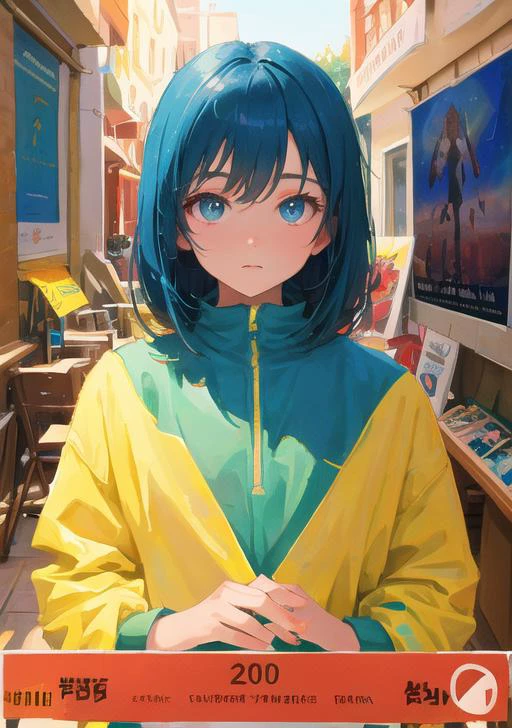 masterpiece, best quality,ultra detailed, trending art, perfect artwork, 8k, wallpaper, soft lighting, cinematic, film grain, perfect anatomy, stunning beautiful, 1girl, portrait, solo, looking at viewer, <lora:jpposter230626:0.5>, poster, jpposter
