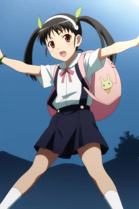 <lora:monogatari_hachikuji mayoi:0.7> hachikuji mayoi, backpack,
dynamic pose, 8k, masterpiece, absurdres, anime,