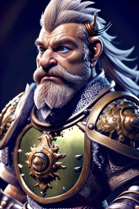 masterpiece, best quality, high quality, highly detailed, extremely detailed 8k wallpaper, hyper-detailed, high resolution, highres, absurdres, intricate detail
(photographic photogenic photo, rule of thirds) of a ((handsome rugged)) bowser male ((dwarf cleric)), nice hair
wearing cleric armour, wielding a warhammer and a shield with an anvil holy symbol
(f1.8 bokeh). Studio quality picture, direct light. awe.
perfect anatomy, perfect thighs, detailed face, detailed eyes, perfect hands, retraced face
fantasy D&D art <lora:bowser_LoRA320:1.75>