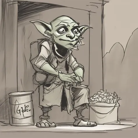 (sketch:1.2), a goblin peddling his wares on the street in a stall
<lora:sketch_style:1>